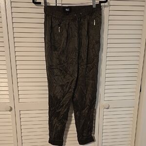 PAIGE Olive Green Jogger Pants | Gold Zipper Detail | Size Small